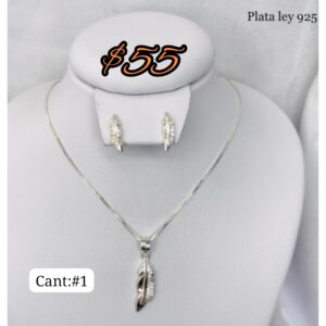 Aretes y collar pluma